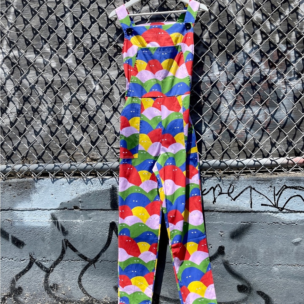 Nooworks rainbow lumps overalls XL - NWT